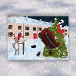 Tarjeta Festiva Graciosos Personalizados de Navidades de renos de<br><div class="desc">👉 Pon una sonrisa en una cara con esta graciosa tarjeta de Navidades! ¿Y si los renos de Santa Claus estuvieran de huelga? ¿Y si en cambio empleó gatos? ¿Qué pasaría? ¡Desastre! Eso es lo que. Esta idea de diseño la estableció mi grupo de Facebook. ¡Desafío aceptado! Pueden ver la...</div>