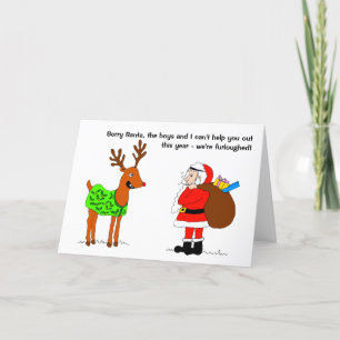 Tarjeta Festiva Graciosos renos y Navidades de Santa Furlough