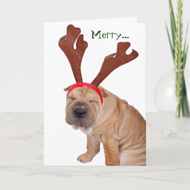 Tarjeta Festiva Graciosos saludos navideños del perro (Anverso)