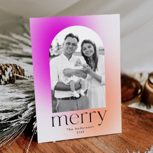 Tarjeta Festiva Gradiente moderno de invierno Magenta y Naranja 2