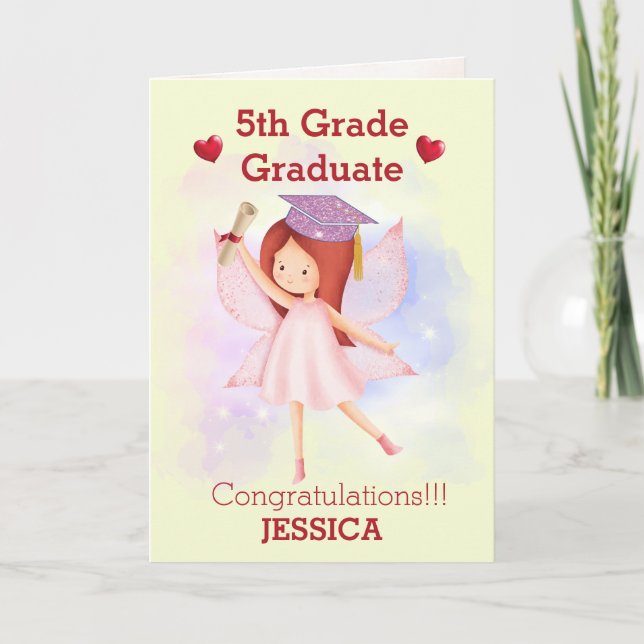 Tarjeta Festiva Grados divertidos de quinto grado (Anverso)