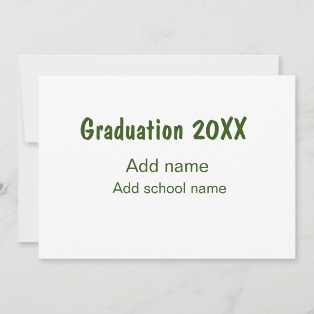 Tarjeta Festiva Graduación 20XX añadir nombre de año escuela verde (Anverso)