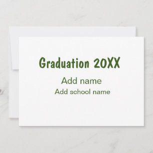 Tarjeta Festiva Graduación 20XX añadir nombre de año escuela verde
