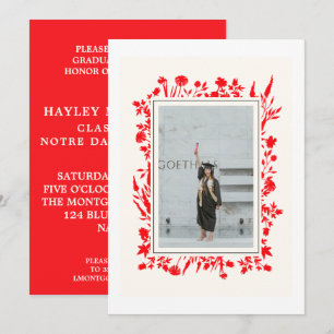 Tarjeta Festiva Graduación de fotografías rojas en negro