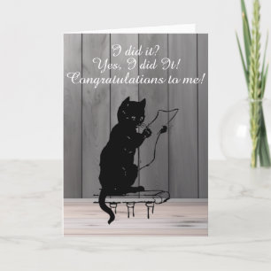 Tarjeta Festiva Graduación de gato divertida y orgullosa
