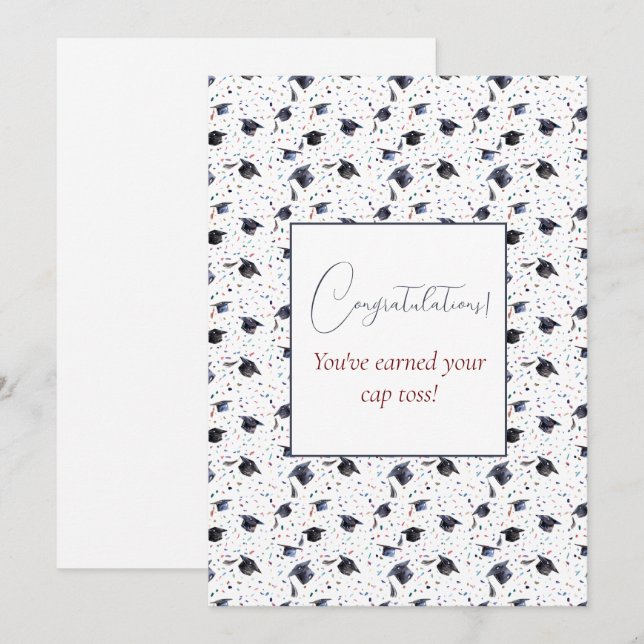 Tarjeta Festiva Graduación Saludos de Cap Toss (Anverso / Reverso)