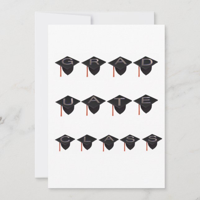 Tarjeta Festiva Graduado Clase Caps Saludo Moderno Blanco Negro (Anverso)