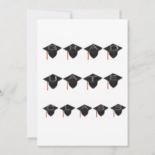 Tarjeta Festiva Graduado Clase Caps Saludo Moderno Blanco Negro