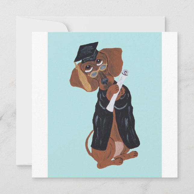 Tarjeta Festiva Graduado de Dachshund (Anverso)