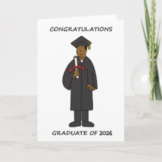 Tarjeta Festiva Graduation 2026 African American Male Holiday Card