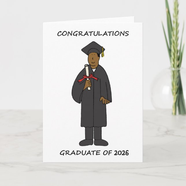 Tarjeta Festiva Graduation 2026 African American Male Holiday Card (Anverso)
