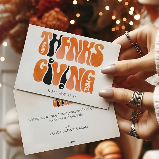 Tarjeta Festiva Graffiti blanco moderno Acción de Gracias Otoño Ot (Subido por el creador)