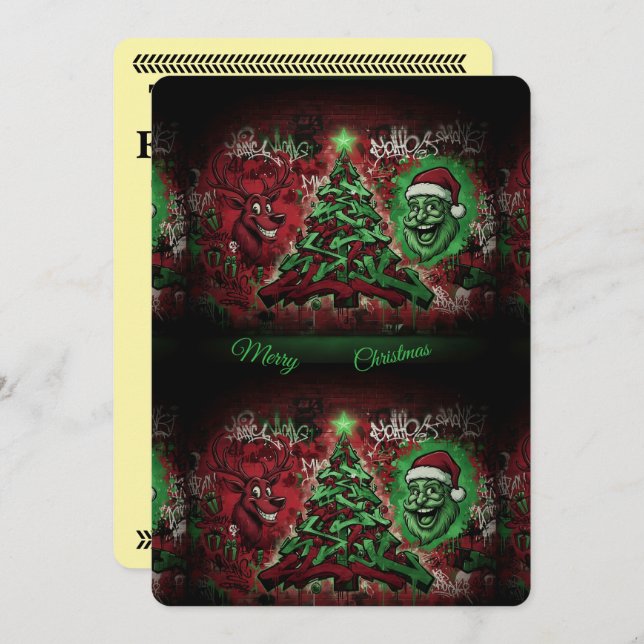 Tarjeta Festiva Graffiti Christmas Card 5x7 Matte (Anverso / Reverso)