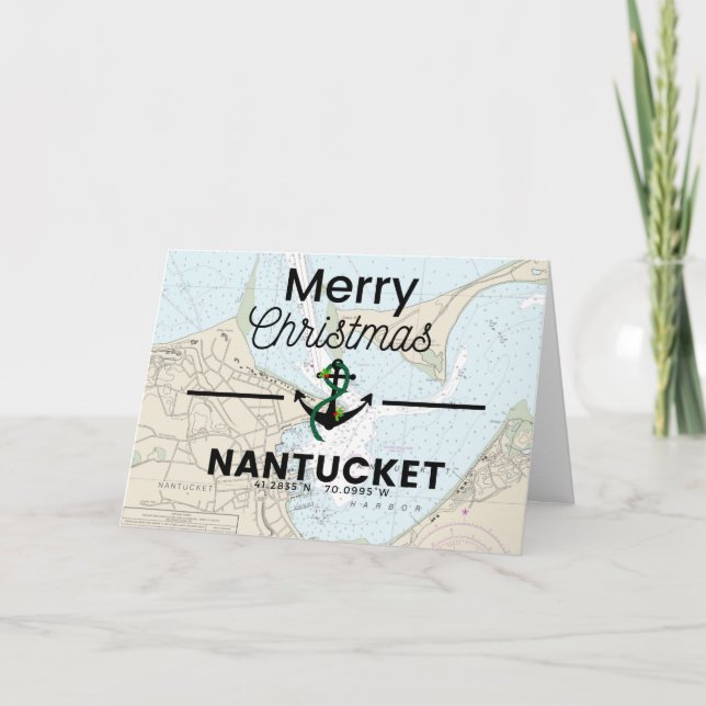 Tarjeta Festiva Gráfica navideña de moras- Nantucket (Anverso)
