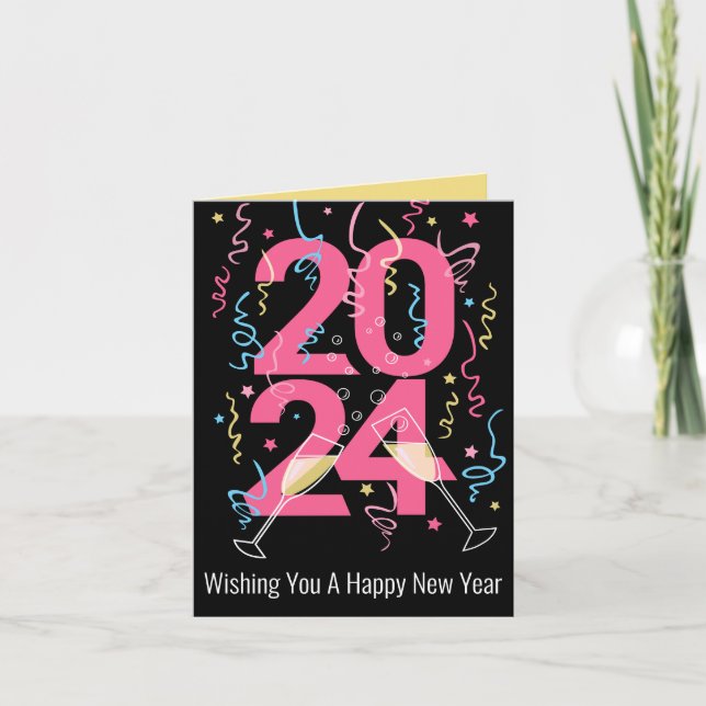 Tarjeta Festiva Gráfico de animaciones de la celebración de Año Nu (Anverso)