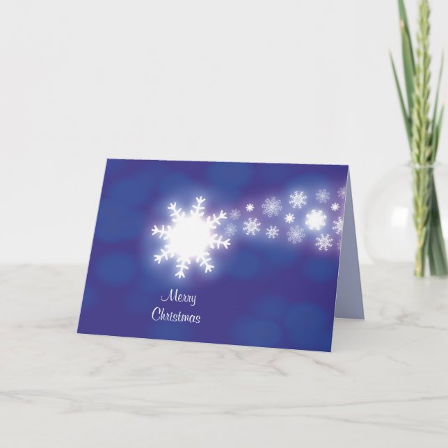 Tarjeta Festiva Gráfico de cometa de nevadas con composición azul  (Anverso)