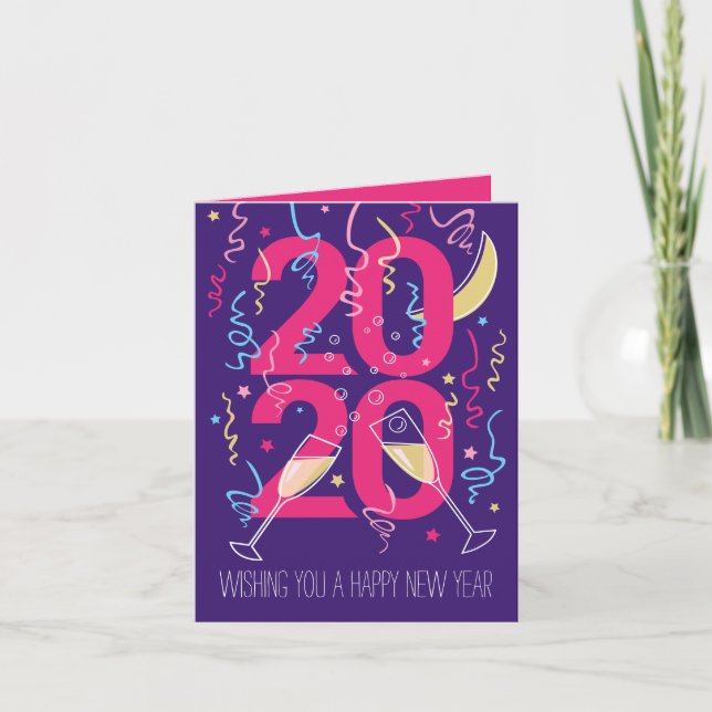 Tarjeta Festiva Gráfico de la celebración de Año Nuevo 2020 (Anverso)