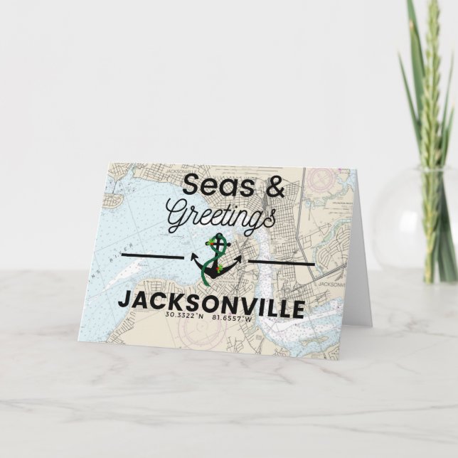 Tarjeta Festiva Gráfico de saludos y mares - Jacksonville (Anverso)
