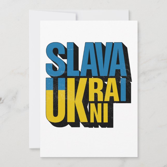 Tarjeta Festiva Gráfico de Slava Ukraini, diseño del orgullo ucran (Anverso)