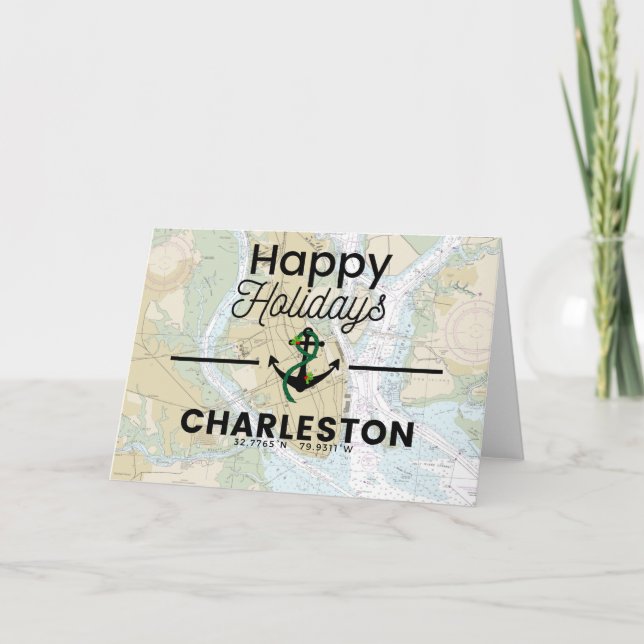Tarjeta Festiva Gráfico de vacaciones felices- Charleston (Anverso)