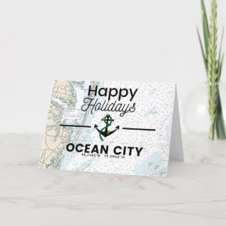 Tarjeta Festiva Gráfico de vacaciones felices - Ciudad oceánica