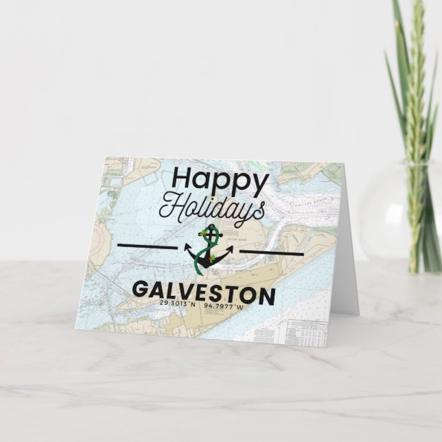 Tarjeta Festiva Gráfico de vacaciones felices- Galveston (Anverso)
