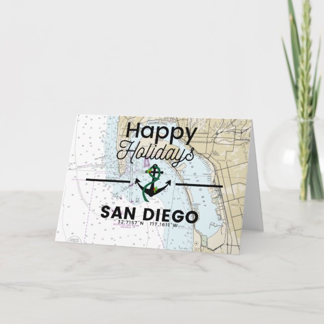 Tarjeta Festiva Gráfico de vacaciones felices - San Diego (Anverso)