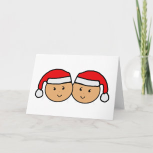 Tarjeta Festiva Gráfico gemelo del gorra de Santa