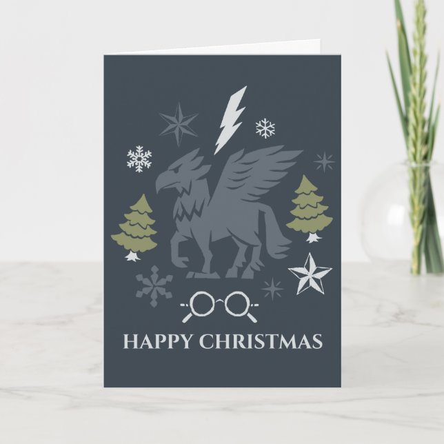 Tarjeta Festiva Gráfico invernal de Buckbeak navideño (Anverso)