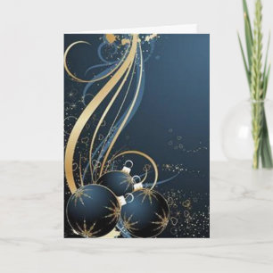 Tarjeta Festiva Gráficos azules para Navidades -