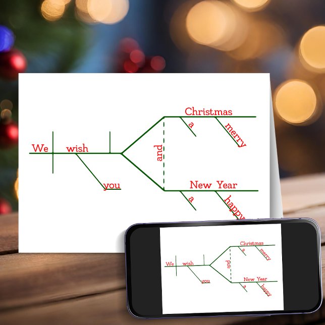 Tarjeta Festiva Gramaticalmente Diagramado Merry Christmas Wish (Grammatically Diagrammed Merry Christmas Wish Holiday Card)
