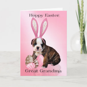 Tarjeta Festiva Gran Abuela Cute Bulldog De Pascua Con Huevos