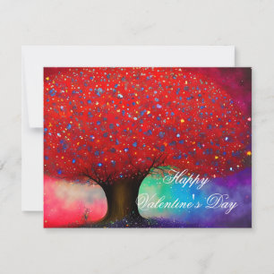 Tarjeta Festiva Gran árbol rojo del día de San Valentín
