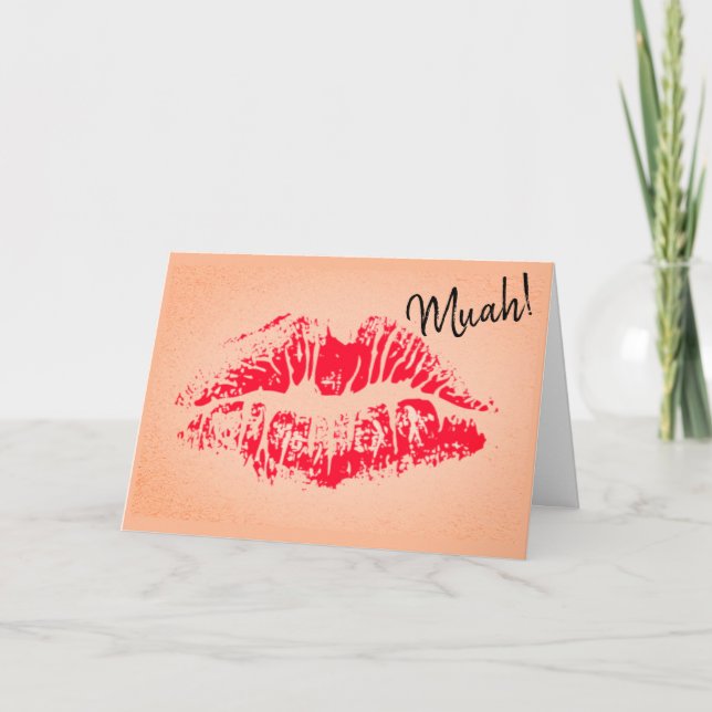 Tarjeta Festiva Gran Beso Rojo Para Su Día de San Valentín (Anverso)