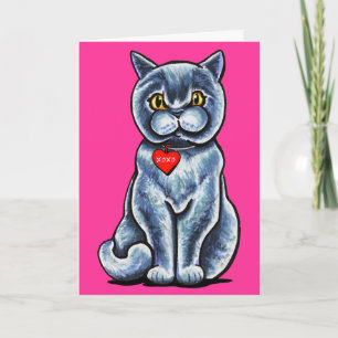 Tarjeta Festiva Gran Bretaña Shorthair Bonito Purr-fect Valentine