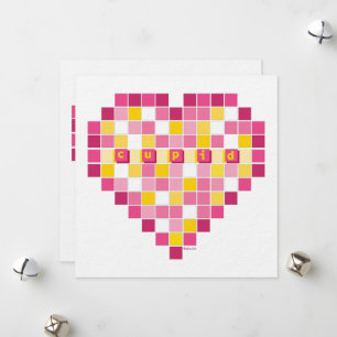 Tarjeta Festiva Gran Corazón de Pixel Cupido