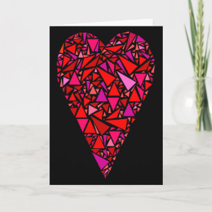 Tarjeta Festiva Gran Corazón de Vidrio Manchado Valentine