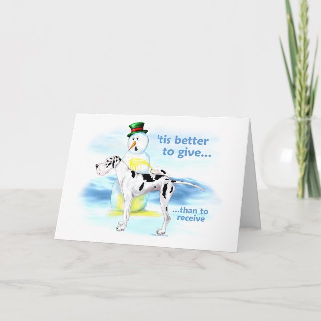 Tarjeta Festiva Gran Dane BTG Harlequin UC (Anverso)