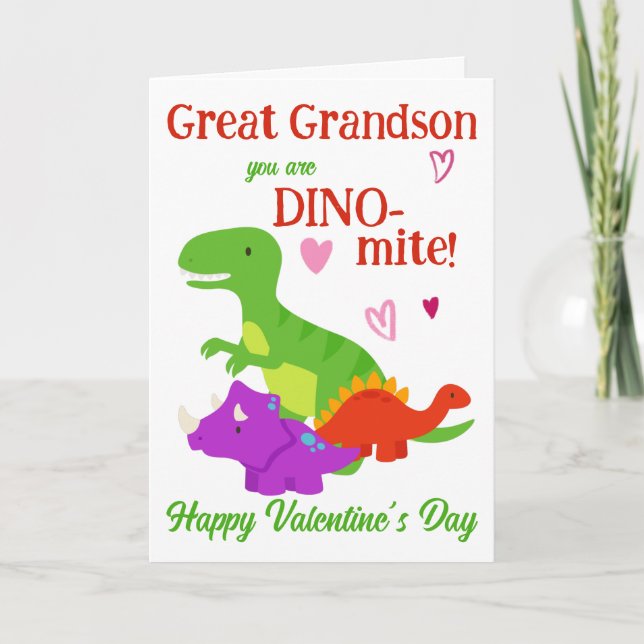Tarjeta Festiva Gran El día de San Valentín Dino-mite (Anverso)