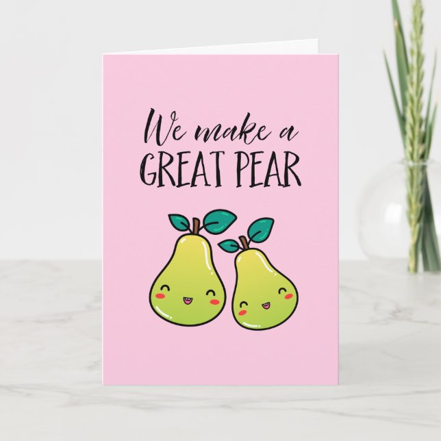 Tarjeta Festiva Gran El día de San Valentín divertido de Pear Cute (Anverso)