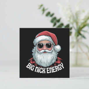 Tarjeta Festiva Gran Energía Nick Gafas de sol divertidas de Santa