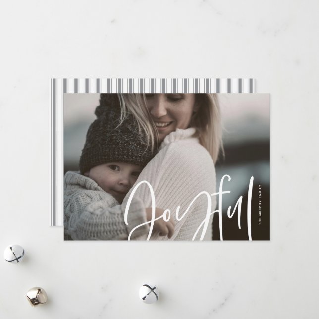 Tarjeta Festiva Gran foto clásica alegre, escrita de forma casual (Anverso/Reverso In Situ)