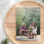 Tarjeta Festiva Gran foto completa con texto de máquina de escribi<br><div class="desc">Escritura Minimalista de escritura manuscrita barata texto tarjeta de vacaciones de foto completa</div>