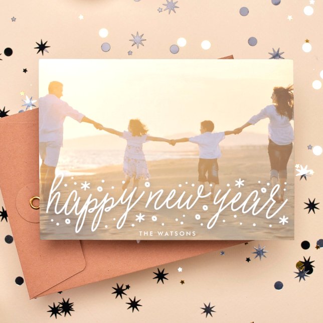 Tarjeta Festiva Gran foto de guión blanco Feliz año nuevo (Subido por el creador)