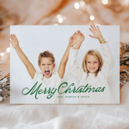 Tarjeta Festiva Gran foto de las letras verdes superponen Feliz Na