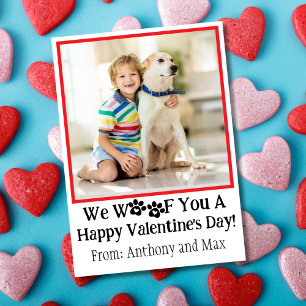 Tarjeta Festiva Gran Foto de Perro Rojo para Niños Día de San Vale