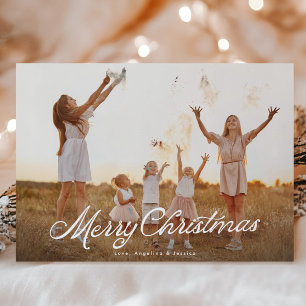 Tarjeta Festiva Gran Foto Superposición de Letras Blancas Feliz Na