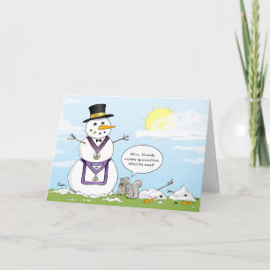 Tarjeta Festiva Gran Lodge masónico heló a los Navidades de Snowma