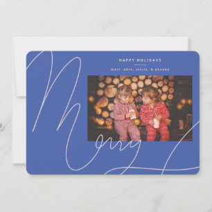 Tarjeta Festiva Gran negrita Diversión Periwinkle Blue Script Merr