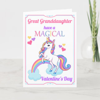 Tarjeta Festiva Gran Nieta El día de San Valentín Unicornio